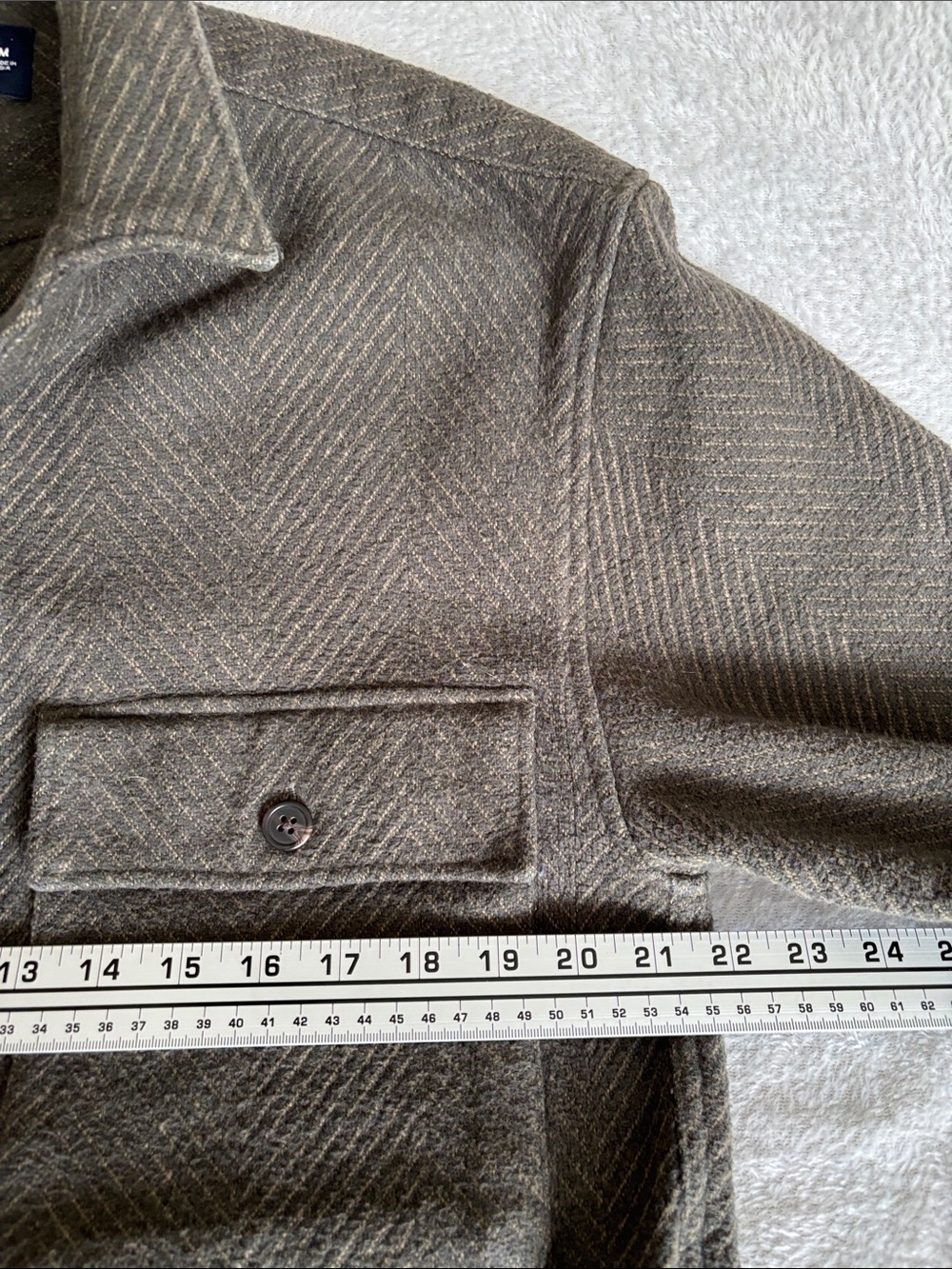 Abercrombie & Fitch Herringbone Cotton Shirt Jacket Men’s M Olive-Brown EUC - Picture 10 of 11